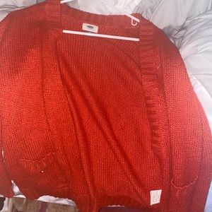 hot orange cardigan